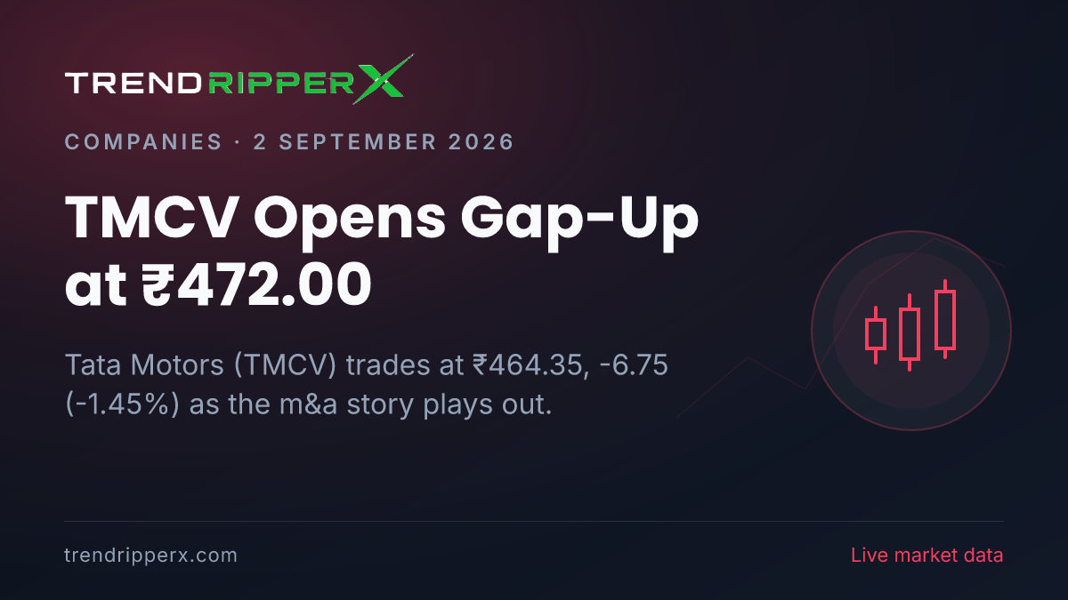 TMCV Opens Gap-Up at ₹472.00: Inside the M&A Story Moving Tata Motors Shares