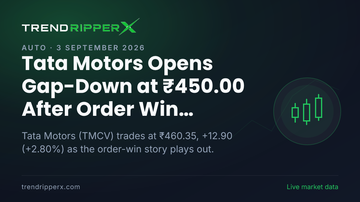 Tata Motors Opens Gap-Down at ₹450.00 After Order Win Update — Levels, Volumes and the Follow-Up to Track