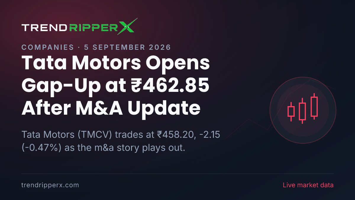 Tata Motors Opens Gap-Up at ₹462.85 After M&A Update — Levels, Volumes and the Follow-Up to Track