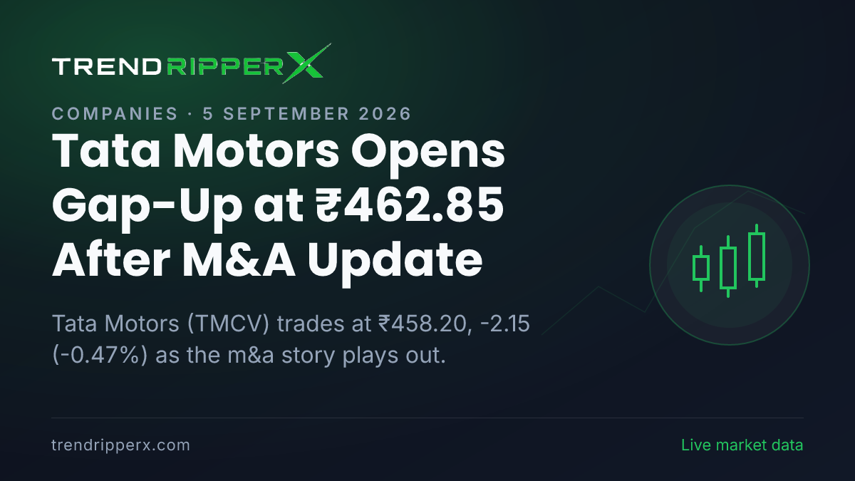 Tata Motors Opens Gap-Up at ₹462.85 After M&A Update — Levels, Volumes and the Follow-Up to Track