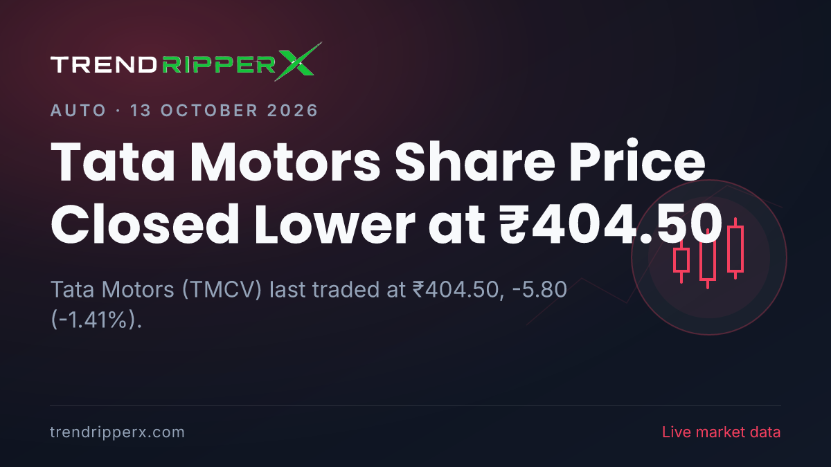 Tata Motors Share Price Closed Lower at ₹404.50: What Is Driving TMCV In Monday's Session, and the Levels That Matter