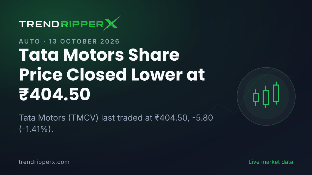 Tata Motors Share Price Closed Lower at ₹404.50: What Is Driving TMCV In Monday's Session, and the Levels That Matter