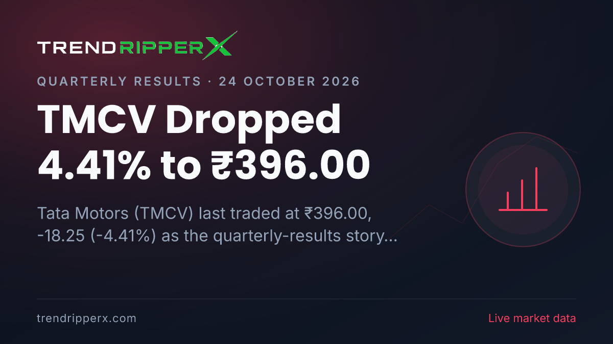 TMCV Dropped 4.41% to ₹396.00: Inside the Quarterly Results Story Moving Tata Motors Shares