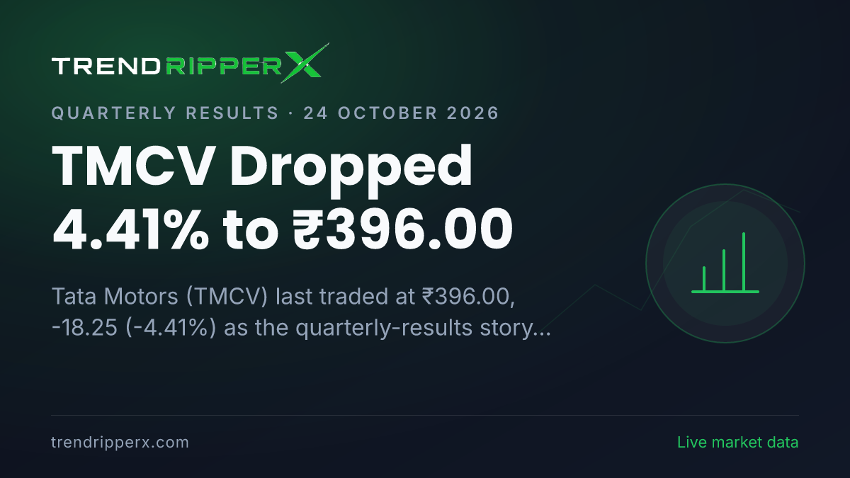 TMCV Dropped 4.41% to ₹396.00: Inside the Quarterly Results Story Moving Tata Motors Shares