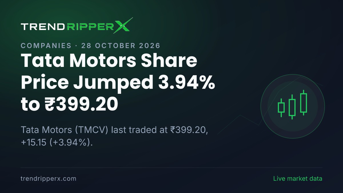 Tata Motors Share Price Jumped 3.94% to ₹399.20: What Is Driving TMCV In Tuesday's Session, and the Levels That Matter