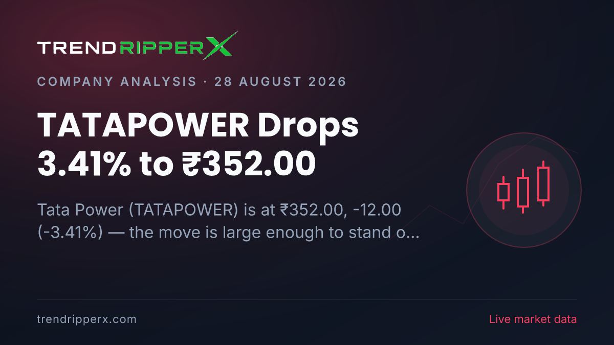 TATAPOWER Drops 3.41% to ₹352.00: What Is Moving Tata Power Shares Today