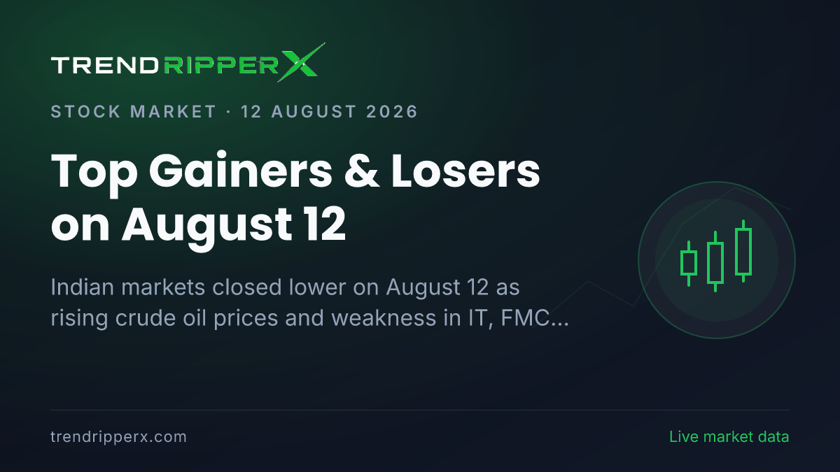 Top Gainers & Losers on August 12: NALCO Leads Gains, TCS and Godrej Consumer Among Top Losers