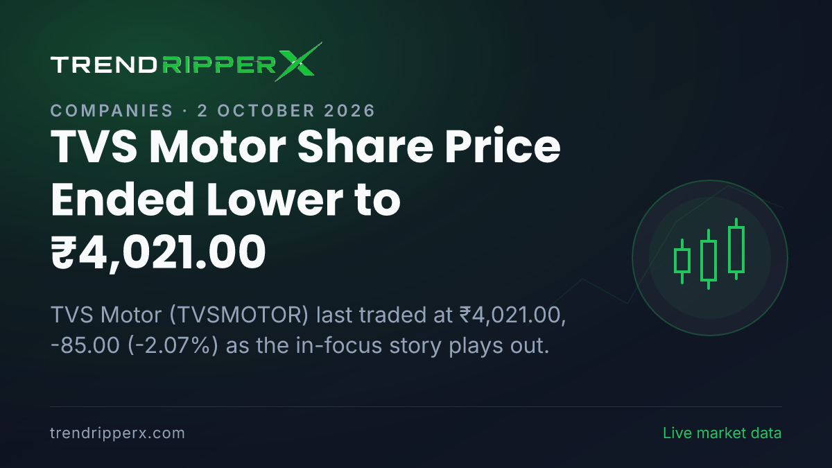 TVS Motor Share Price Ended Lower to ₹4,021.00: What Is Driving TVSMOTOR In Thursday's Session, and the Levels That Matter