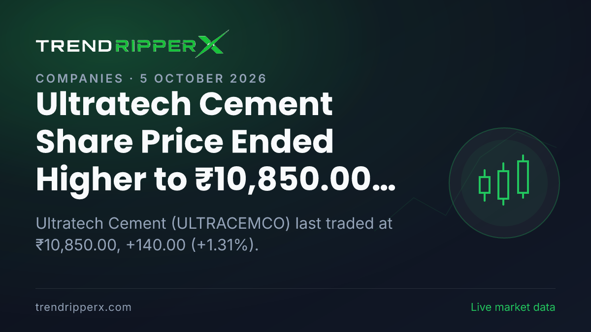 Ultratech Cement Share Price Ended Higher to ₹10,850.00 After Today's Close — Volumes, 52-Week Range and What to Watch Next