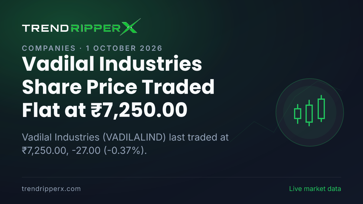 Vadilal Industries Share Price Traded Flat at ₹7,250.00: What Is Driving VADILALIND In Wednesday's Session, and the Levels That Matter