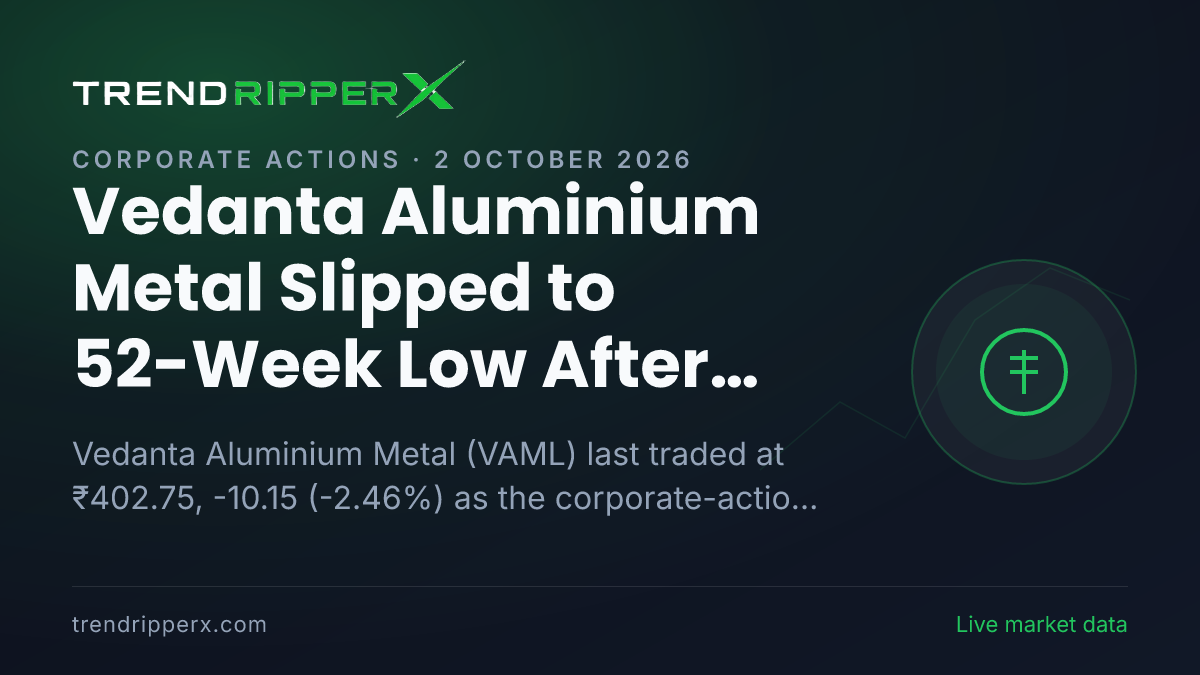 Vedanta Aluminium Metal Slipped to 52-Week Low After Corporate Action Update — Levels, Volumes and the Follow-Up to Track