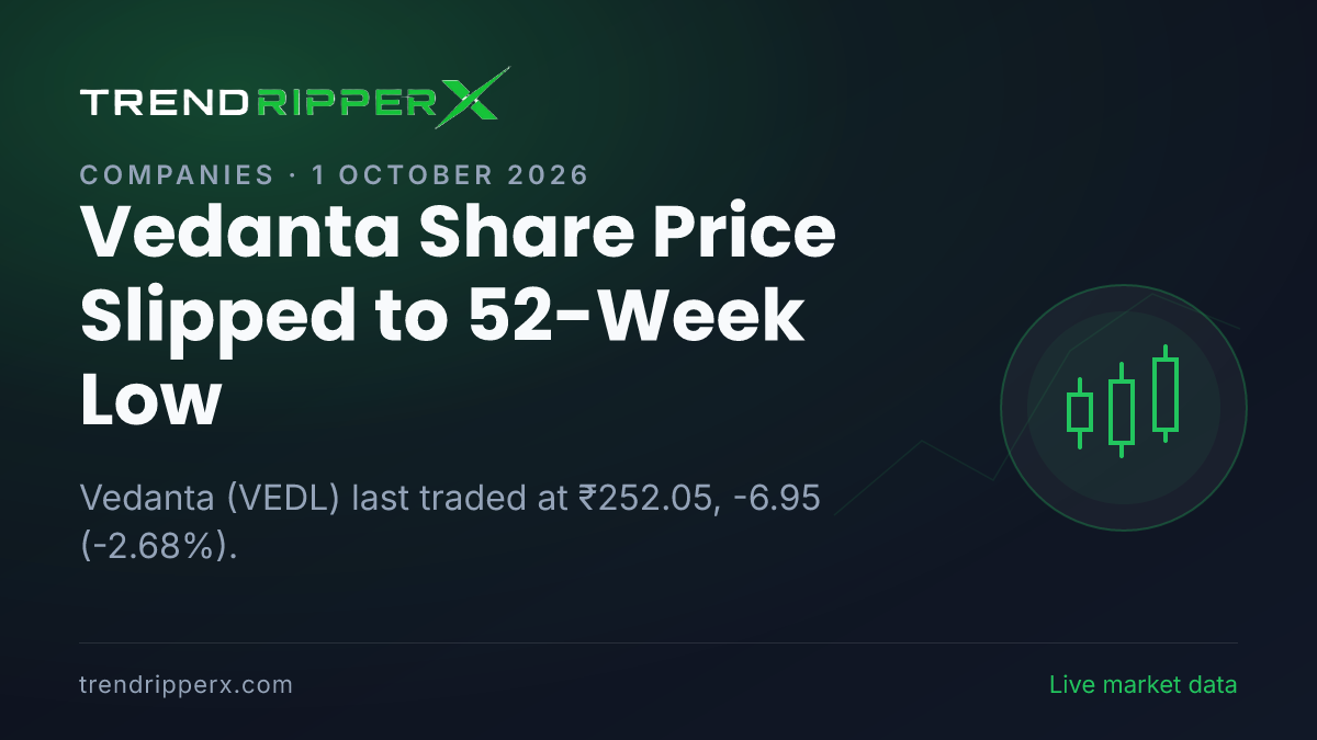 Vedanta Share Price Slipped to 52-Week Low: What Is Driving VEDL After Today's Close, and the Levels That Matter