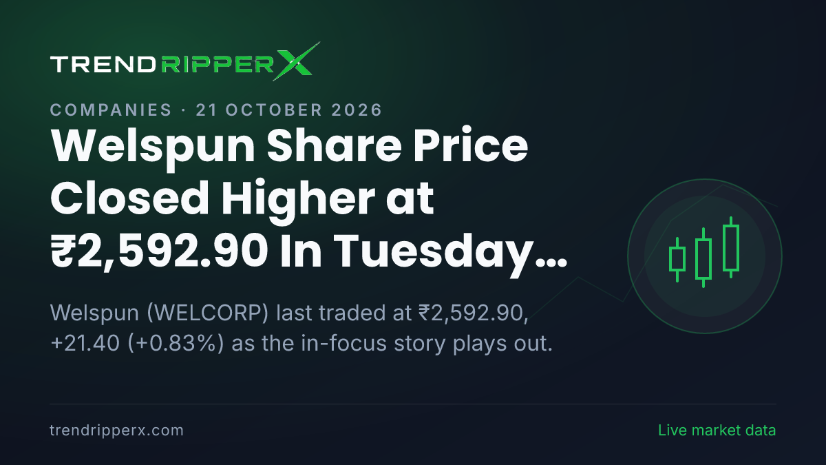 Welspun Share Price Closed Higher at ₹2,592.90 In Tuesday's Session — Volumes, 52-Week Range and What to Watch Next