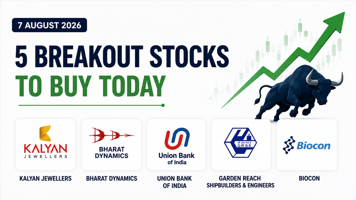 5 Breakout Stocks to Buy Today: Sumeet Bagadia Recommends Kalyan Jewellers, Bharat Dynamics, Union Bank, GRSE & Biocon