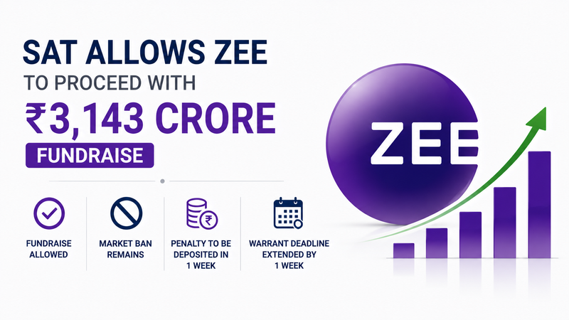Zee Entertainment Fundraise: SAT Allows ₹3,143 Crore Fundraise, Keeps Market Ban Intact