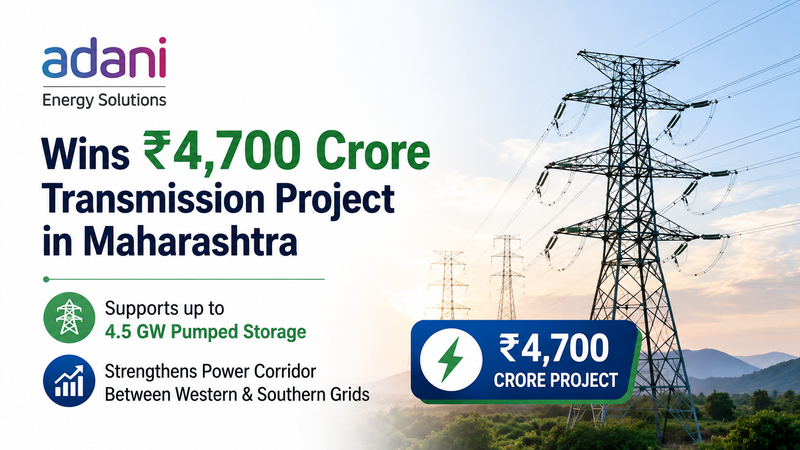 Adani Energy Solutions Wins ₹4,700 Crore Maharashtra Transmission Project to Support Renewable and Storage Capacity