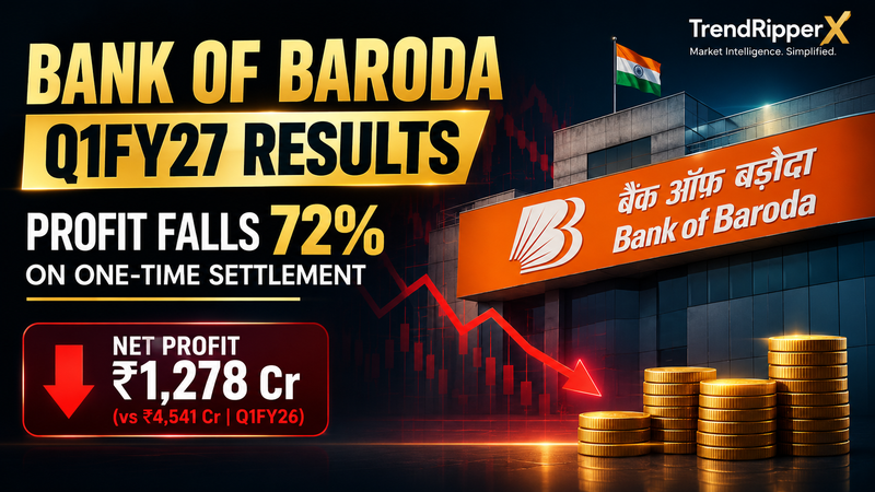 Bank of Baroda Q1FY27 Results: Profit Falls 72% on One-Time Settlement; Core Business Remains Strong