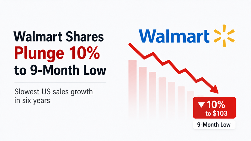 Walmart Shares Plunge 10% to 9-Month Low After Slowest US Sales Growth in Six Years