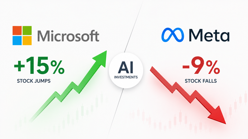 Microsoft Soars 15% After Strong Earnings While Meta Falls 9% as AI Spending Concerns Weigh on Investors