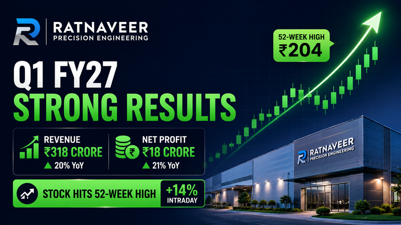 Ratnaveer Precision Q1FY27 Results: Revenue Up 20%, PAT Rises 21%, Stock Hits New 52-Week High